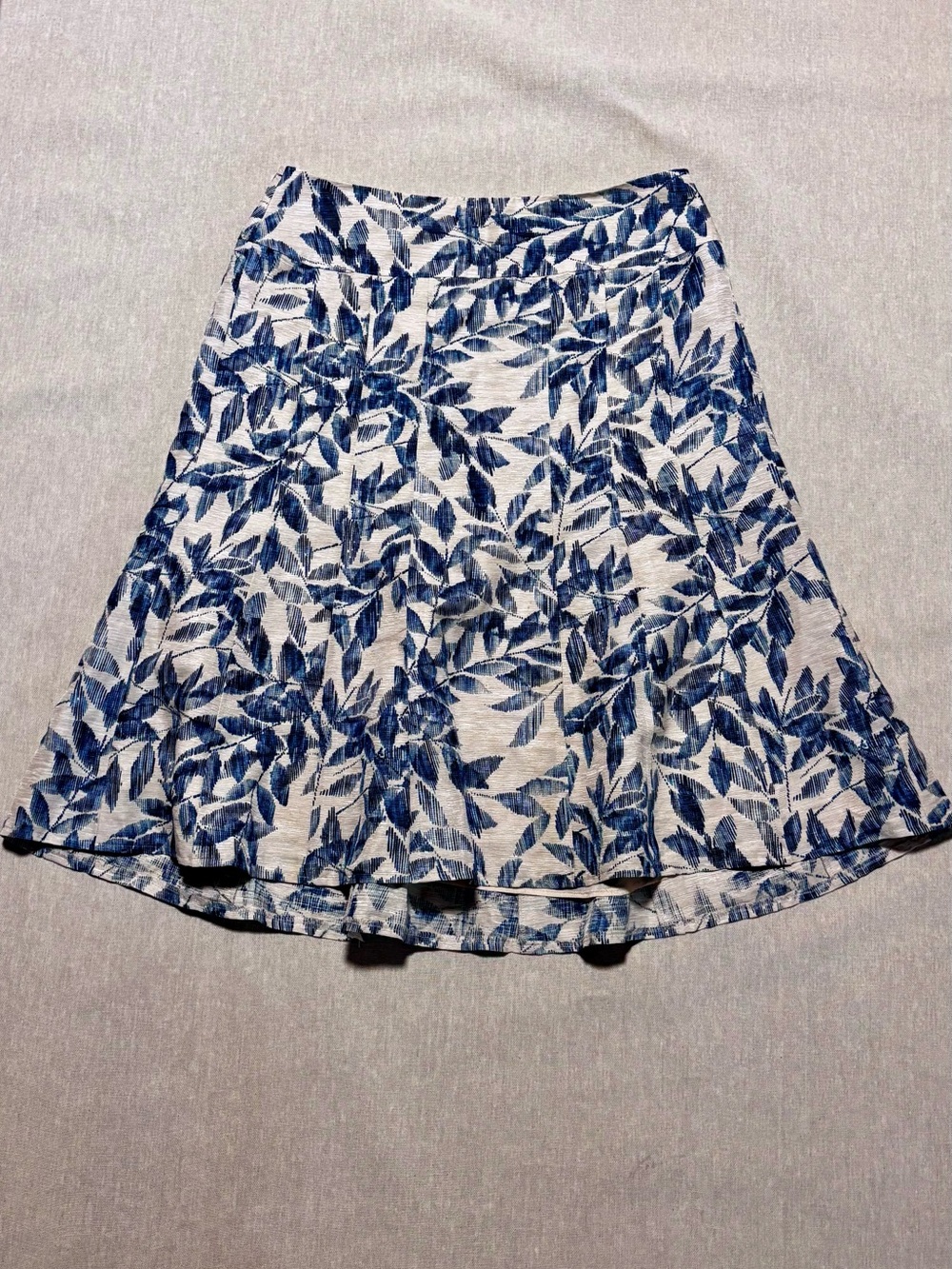 Silk Ann Taylor Ruffled Midi Skirt With Floral Leaf Print